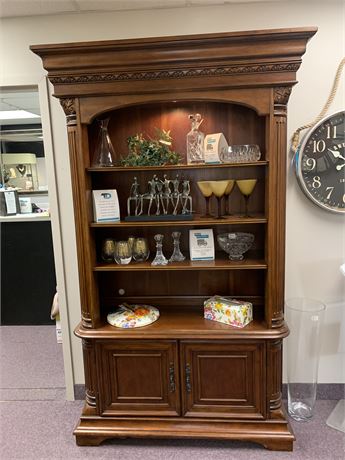 Solid Wood Display/Office Storage Two Piece Cabinet