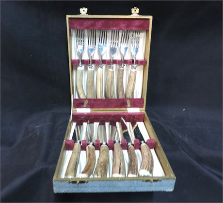 Viners of Sheffield Antler Knife & Fork Set