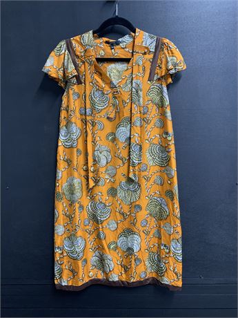 GUCCI Silk Orange Sea Shell Print Dress