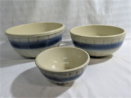 3 Vintage Yellowware Nesting Bowls