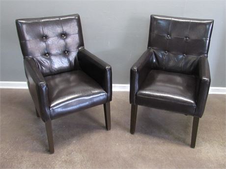 2 Matching Side Chairs - Dark Brown Faux Leather