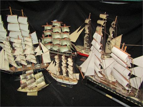 6 Wooden Model Tall Ships Collection