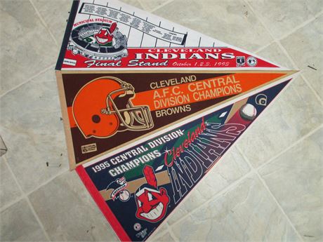 Cleveland Indians & Browns Commemorative Pennants