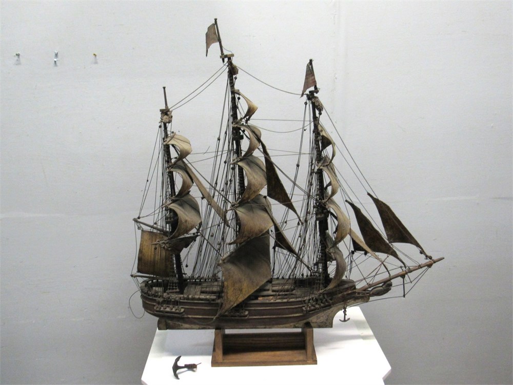 Transitional Design Online Auctions - Tall Ship Model Sailboat Vintage ...