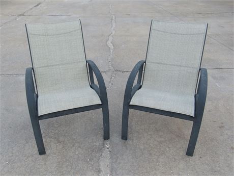 2 Metal Outdoor/Patio Chairs with Mesh Fabric