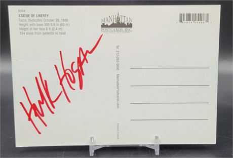 Hulk Hogan Autograph Statue of Liberty Postcard