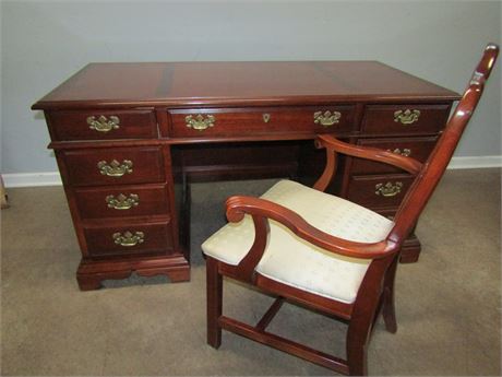 American Drew Cherry Executive Desk and High Back Chair