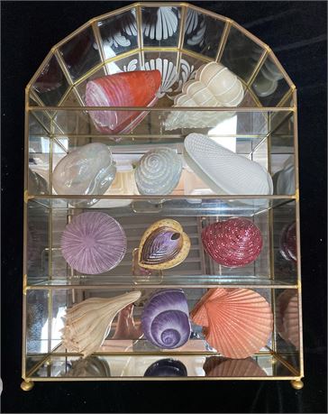 Lenox Shell Trinket Boxes with Mirrored Display Shelf