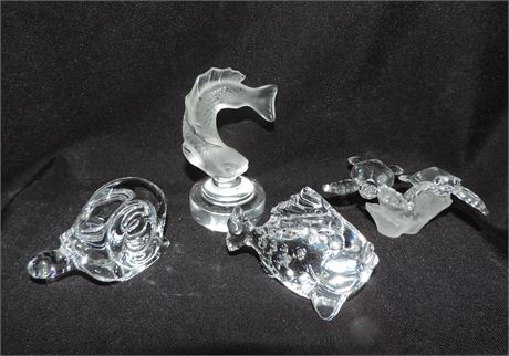 Lalique Frosted Glass Fish / Turtle / Snail