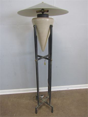 Tall Ceramic Cone Floor Lamp with Metal Base, Foot Switch