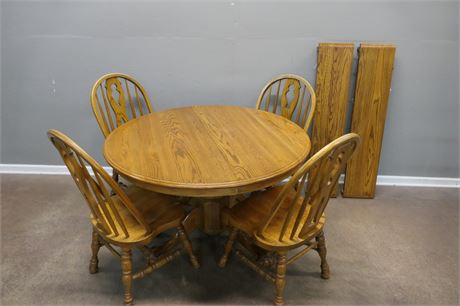 Oak, Ball & Claw, Feet Pedestal Table & 4 chairs