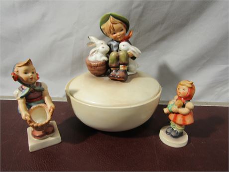 3 Piece Hummel Collection, including "Playmates" Hummel 1960's Candy Dish