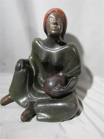 Sculpture "Woman with Water Pitcher", Hunter Green Color
