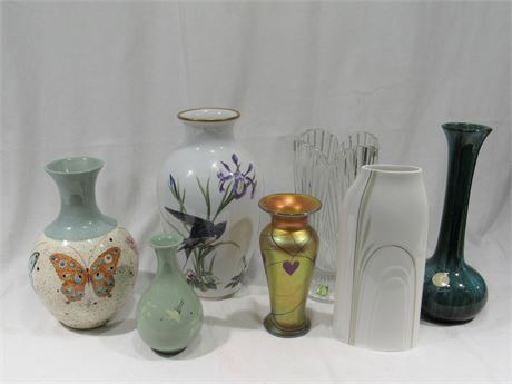 7 Piece Vase  Lot - including Waterford