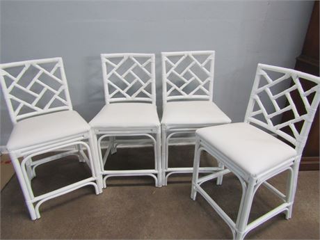White Bamboo Style Chairs, Counter Height