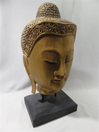 Buddha Head Wooden Sculpture