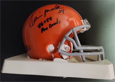 Kevin Mack and Dick Schafrath Cleveland Browns Replica Hand Signed Mini Helmet