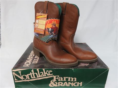 NORTHLAKE FARM & RANCH Men's Leather Western Boots - SIZE 11M