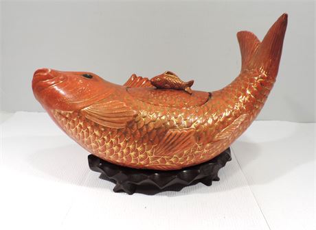 Maitland - Smith Ceramic Fish Tureen / Hong Kong / Signed