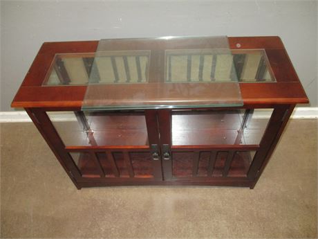 Mahogany Red Display Box with Glass Front Doors