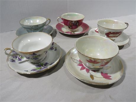 Porcelain Tea Cups w/Matching Saucers