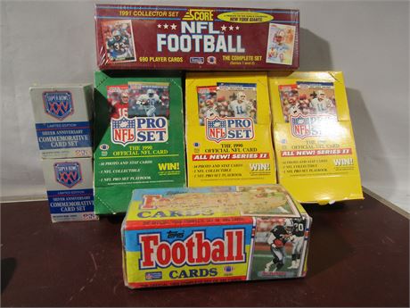 New Unopened Vintage Football Cards, 89 Topps, 91 Score, 90 Pro Sets