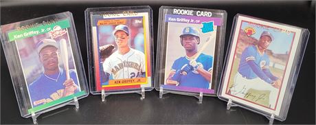 KEN GRIFFEY JR ROOKIE CARD LOT OF 4 SEATTLE MARINERS RATED ROOKIE
