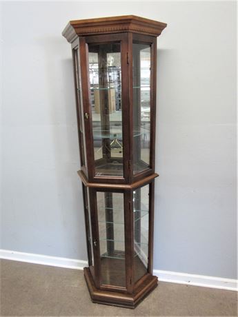 Lit 2-Door Curio Cabinet with Mirrored Back