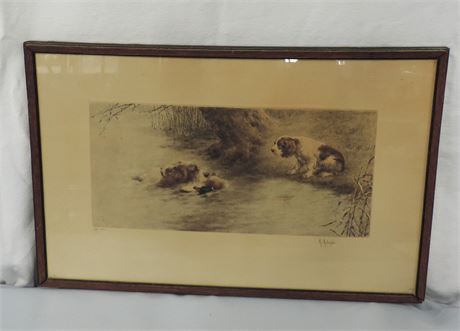 Signed M. MOISAND Dogs Hunting Print 66 / 350