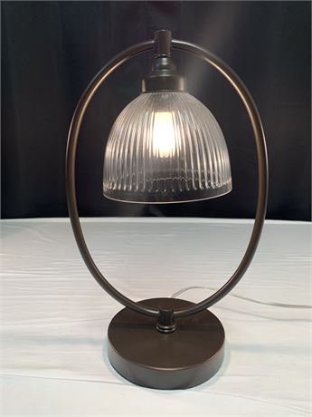 Industrial Oval Glass Shade Table Lamp