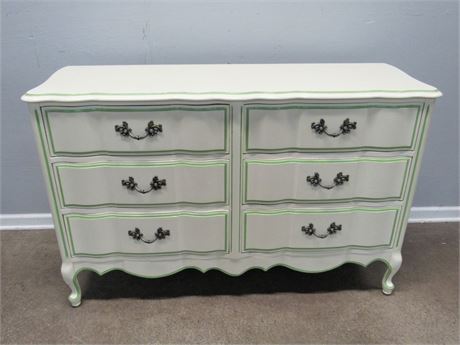 French Provincial Serpentine Front Painted 6-Drawer Dresser
