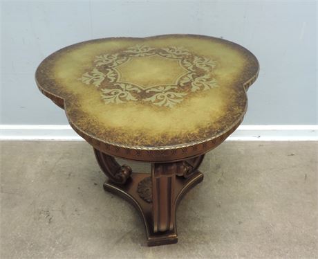 Brilliant Vintage Brass Style Clover Shape Accent Table / 1960's