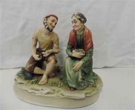 A. BORSATO Milano 'Sailor and an Old Woman Sitting' Figurine / Italy
