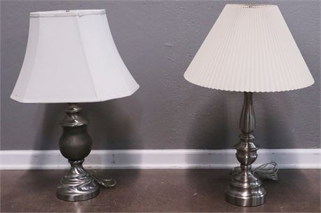 Two Lamps in Brushed Silver