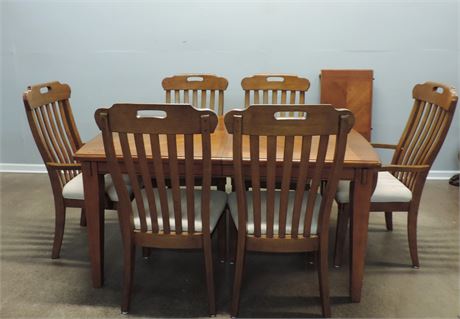 Solid Wood Dining Table / 6 Chairs / Leaf