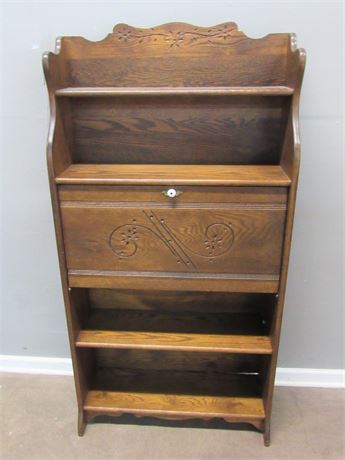 Bookcase with Drop-down Desk - Nice Carved Details