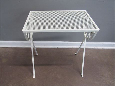 Small White Mesh Metal Stand/Table