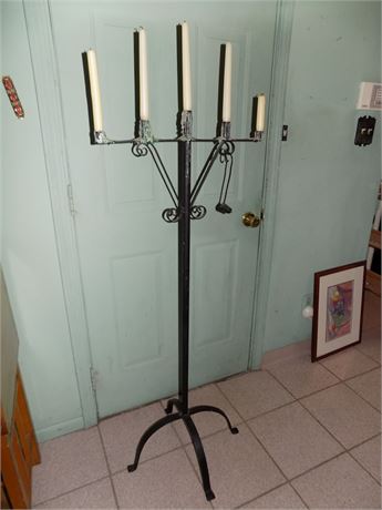 Tall Vintage Forged Iron Floor Candelabras