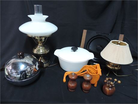 Vintage Corning Ware / West Bend / Brass Lamps