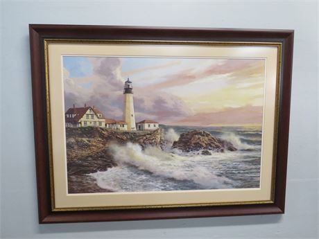 Lighthouse Seashore Signed Lithograph Print