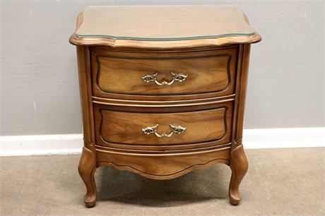 Scalloped Night Stand with glass top