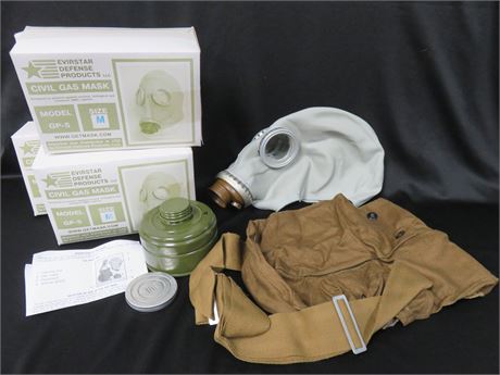 Lot of 4 EVIRSTAR GP-5 Civil Gas Mask Kits - SIZE M