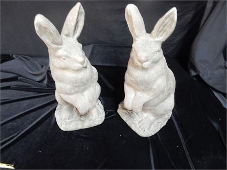 Two Large Green Decorative Rabbits