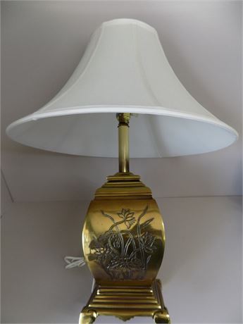 Oriental Floral Brass Lamp