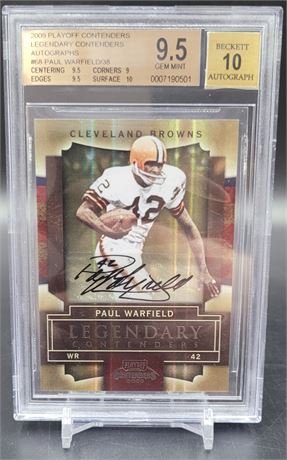 Paul Warfield Autograph BGS 9.5 GEM MINT with 10 Grade for Auto Cleveland Browns