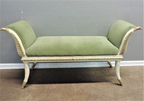 Neo-Classic Hall Entry Moss Green Upholstered Bench