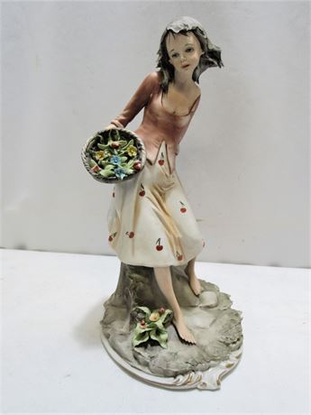 Capodimonte Figurine - Girl with Flower Basket