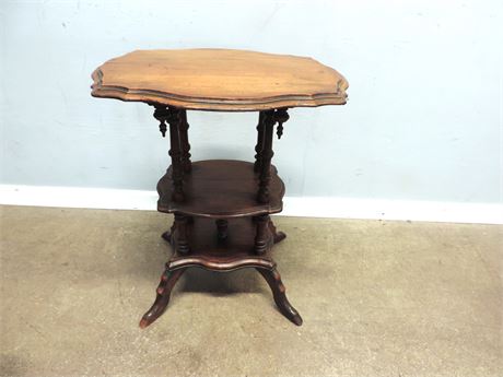 Antique Victorian Carved Wood Accent Table
