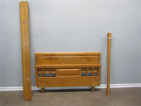 Mid-Century Bed, Complete Solid Wood Head Board, Base Board and Rails