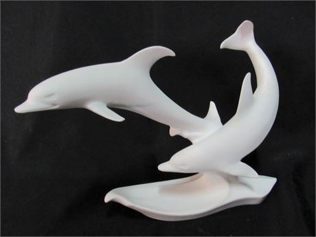 A. K. Kaiser - W. Germany Bisque Porcelain Porpoises Figurine